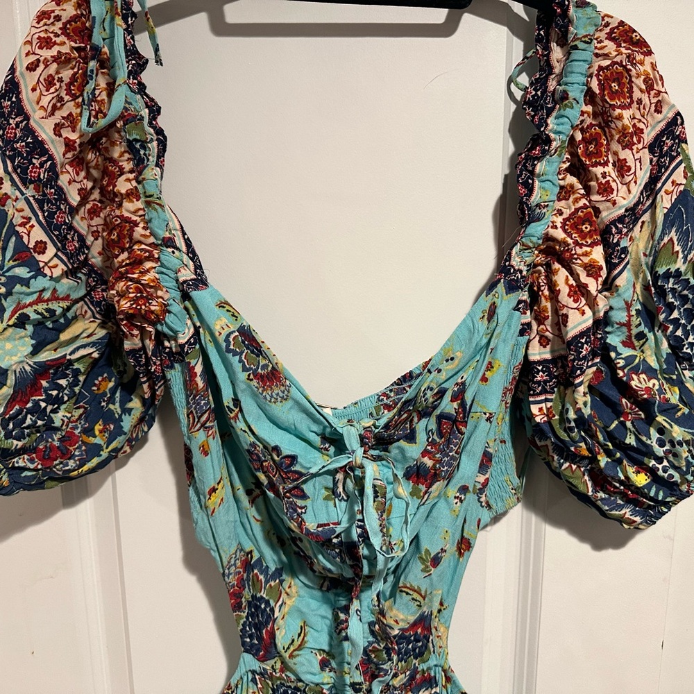 Free People Jumpsuit Aqua Bali Citrus Skies - Picture 3 of 10